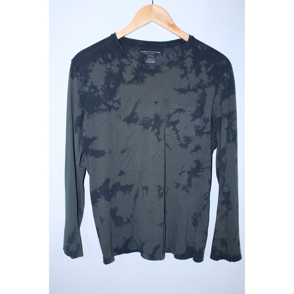 Majestic Filatures Homme Men's Large Green Camo Long Sleeve Deluxe Teeshirt